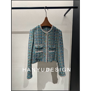 羊毛绿色小香风粗花呢短外套女 26早春新款 韩钰DESIGN