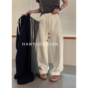 卫裤 抽绳松紧腰纯色阔腿加绒休闲裤 经典 女 韩钰DESIGN