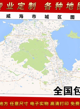 2025年威海市地图贴图 办公室街道 墙壁装饰画定制地图街道