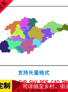 山东省地图电子版可订制各种区域矢量素材图片 可标记点街道