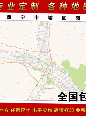 2025年西宁市地图贴图 办公室街道 墙壁装饰画定制地图卫星