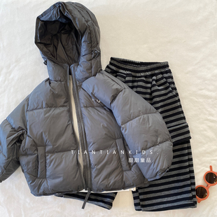 男童休闲连帽百搭羽绒服外套冬女宝韩版 130 上衣拉链衫 小童90