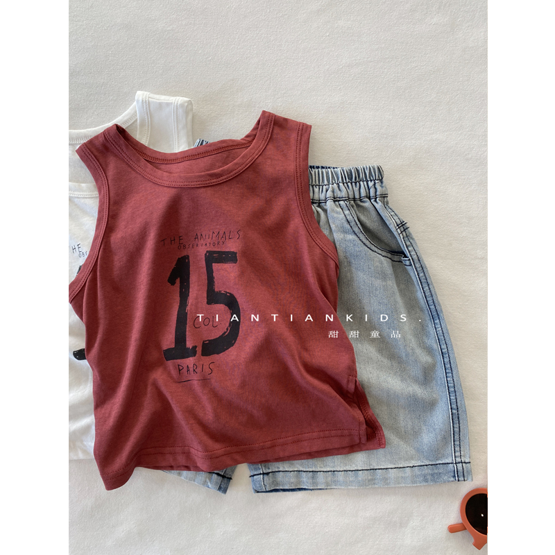 韩版字母印花圆领背心