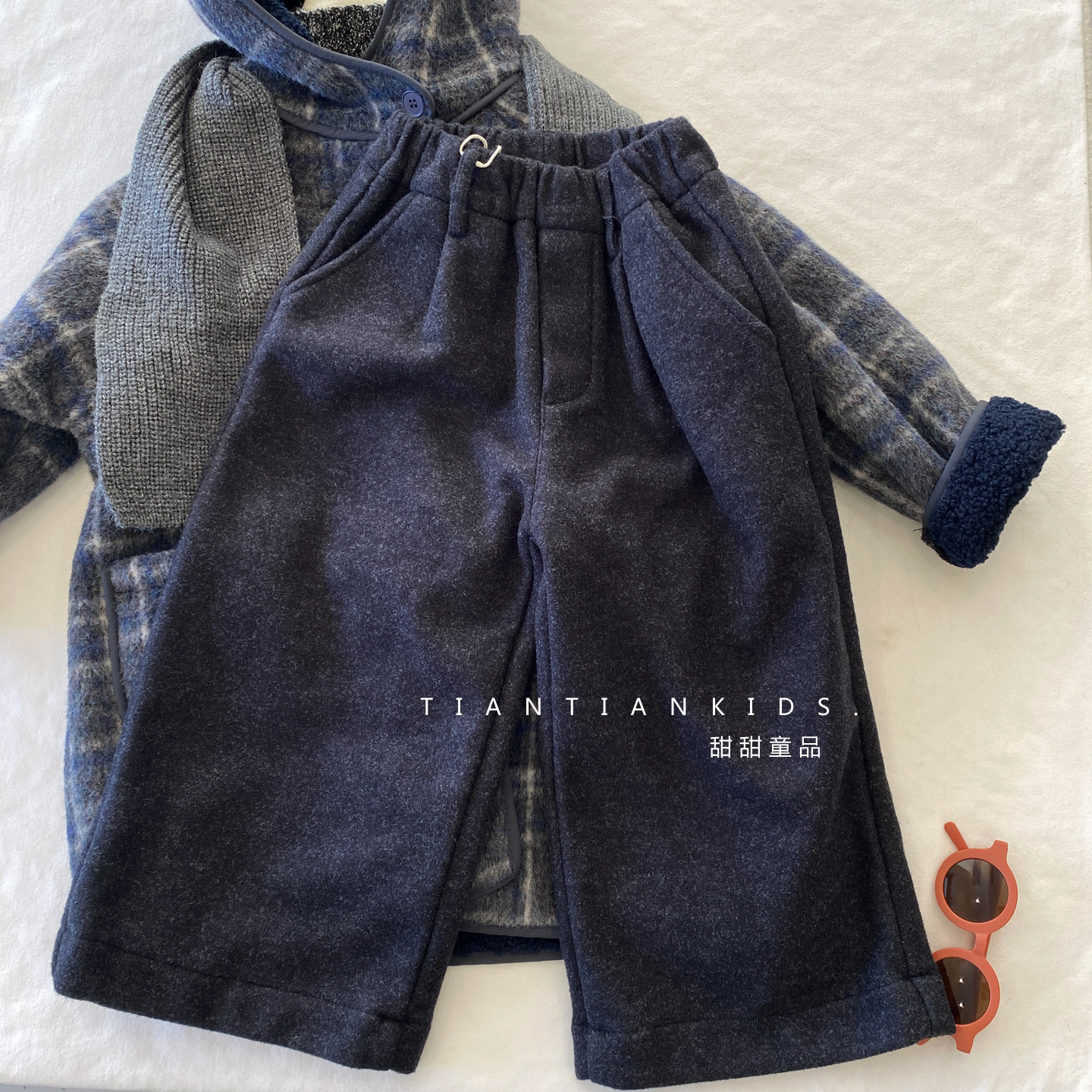 中童韩版呢料直筒裤休闲裤