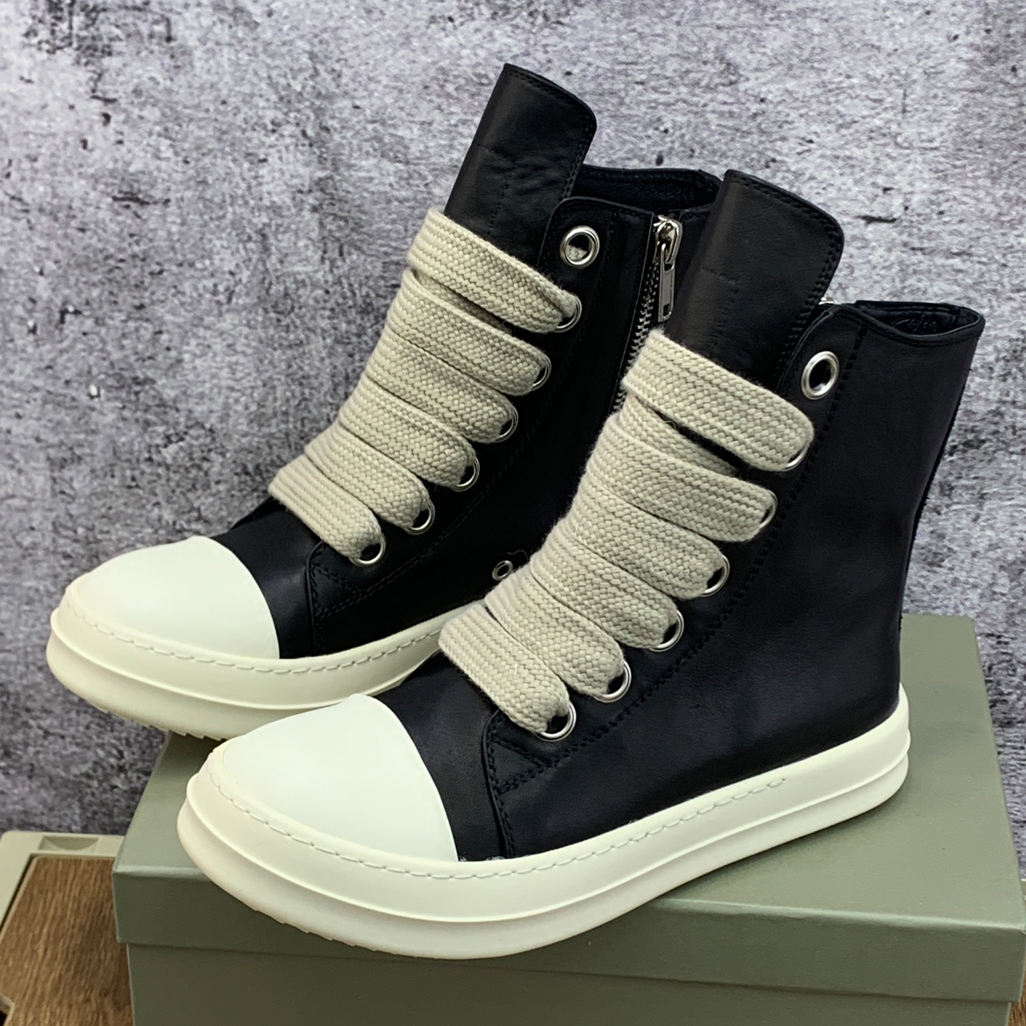 ro高帮鞋真皮厚底休闲板鞋短靴