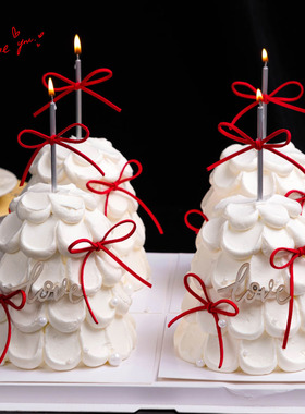 网红2.14情人节木质love蛋糕装饰摆件红色绒皮绳情侣告白蜡烛插件