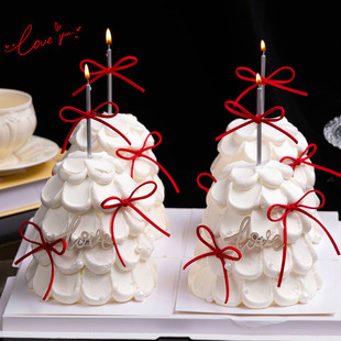 网红2.14情人节木质love蛋糕装 饰摆件红色绒皮绳情侣告白蜡烛插件