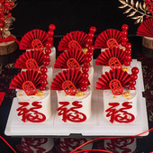 2025新年春节跨年九宫格法式 甜点蛋糕装 饰亚克力蛇年福字扇子插件