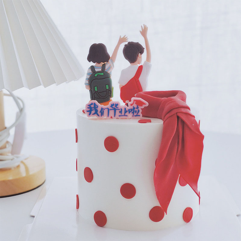 软胶毕业季学生男孩女孩蛋糕摆件