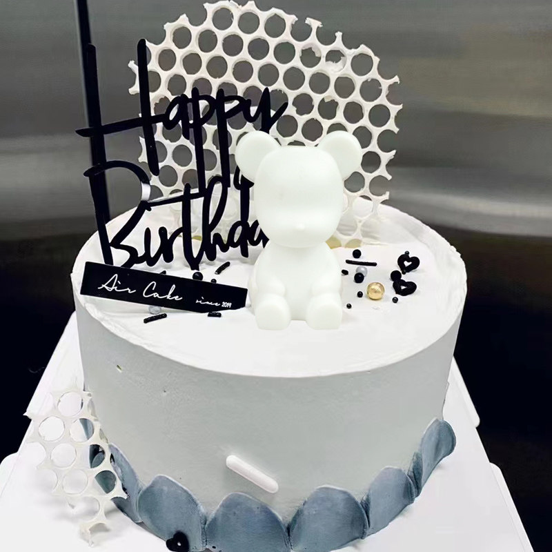 网红皇冠小熊蛋糕装饰摆件520七夕情人节生日配件爱心熊LOVE插件