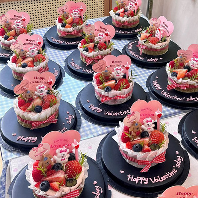 ins七夕情人节爱心蝴蝶结小狗蜡烛蛋糕装饰插件情侣表白爱心卡片