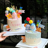 网红卡通蛇宝宝蛋糕装 饰摆件生肖蛇生日周岁快乐烘焙甜品台插件