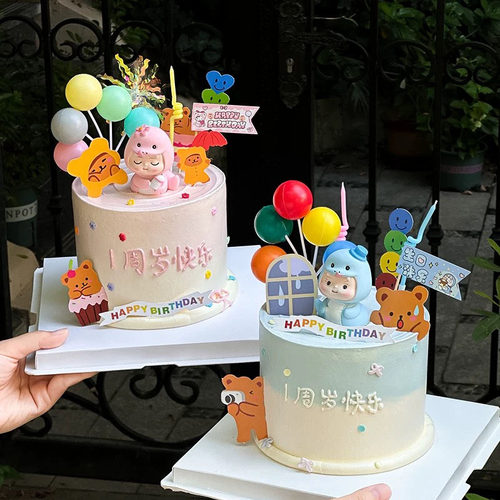 网红卡通蛇宝宝蛋糕装饰摆件生肖蛇生日周岁快乐烘焙甜品台插件