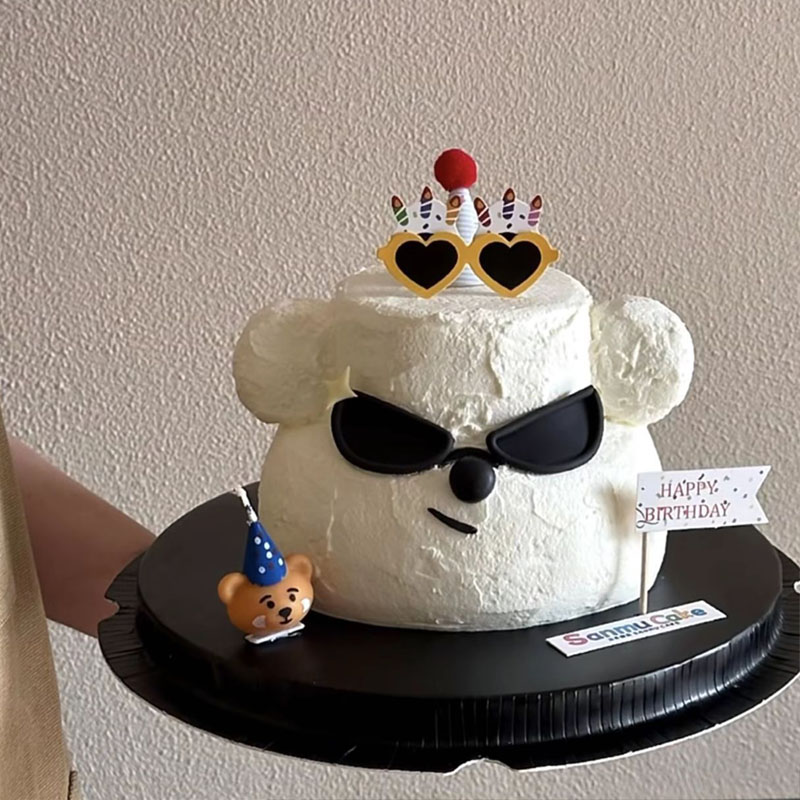 网红酷狗眼镜生日蛋糕装饰