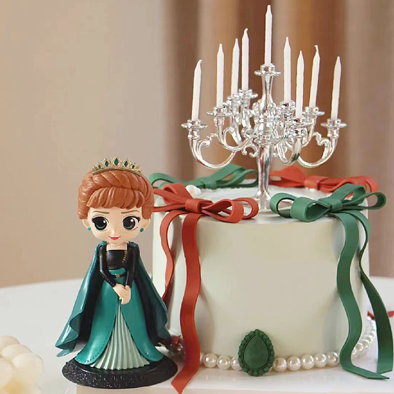 卡通安娜公主蛋糕装饰摆件冰雪奇缘艾莎金色城堡雪花女神生日插件
