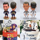 足球蛋糕装 饰摆件男孩生日插件运动员网红鞋 插牌c罗梅西球星配件