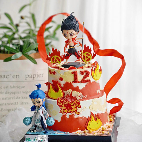 哪吒敖丙蛋糕装饰摆件