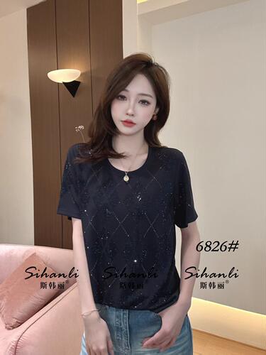 YMZ6826春夏季新款时尚休闲圆领大码T恤女短袖上衣遮肚子洋气