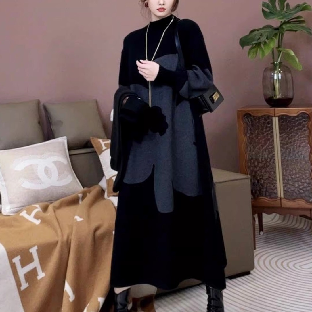 重工提花针织裙保暖毛衣连衣裙女