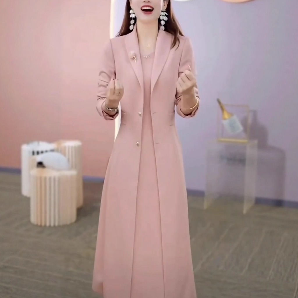 高级感风衣外套+连衣裙两件套女