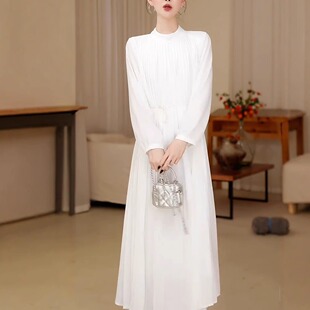 高级感百褶宽松长裙女百搭显瘦休闲连衣裙 法式 2025春夏季 高奢新款