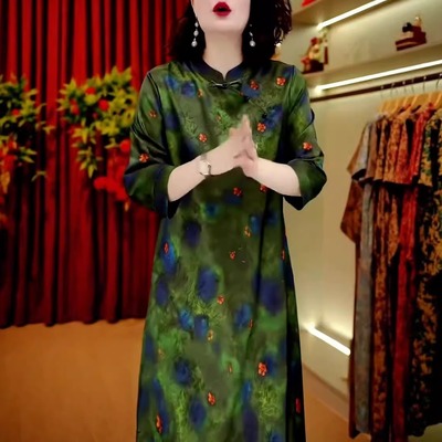 国风复古重工提花改良旗袍连衣裙