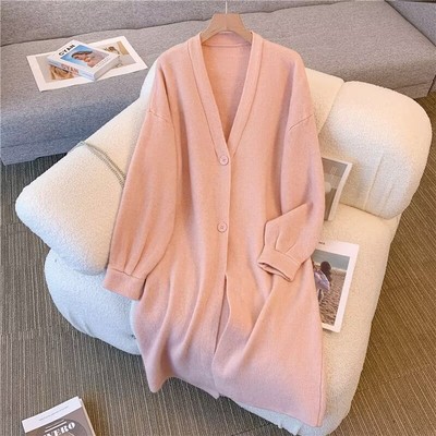 百搭过膝毛衣外套女针织开衫大衣