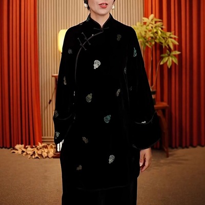 新中式国风重工刺绣改良旗袍上衣