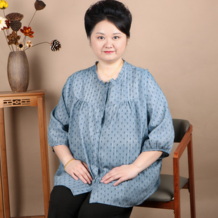 母亲节胖妈妈加肥加大码中老年女装老人婆婆纯棉夏季中袖衬衫上衣
