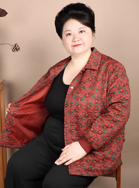 特大码中老年女装胖奶奶秋冬外套妈妈加加肥加大码宽松短款上衣服
