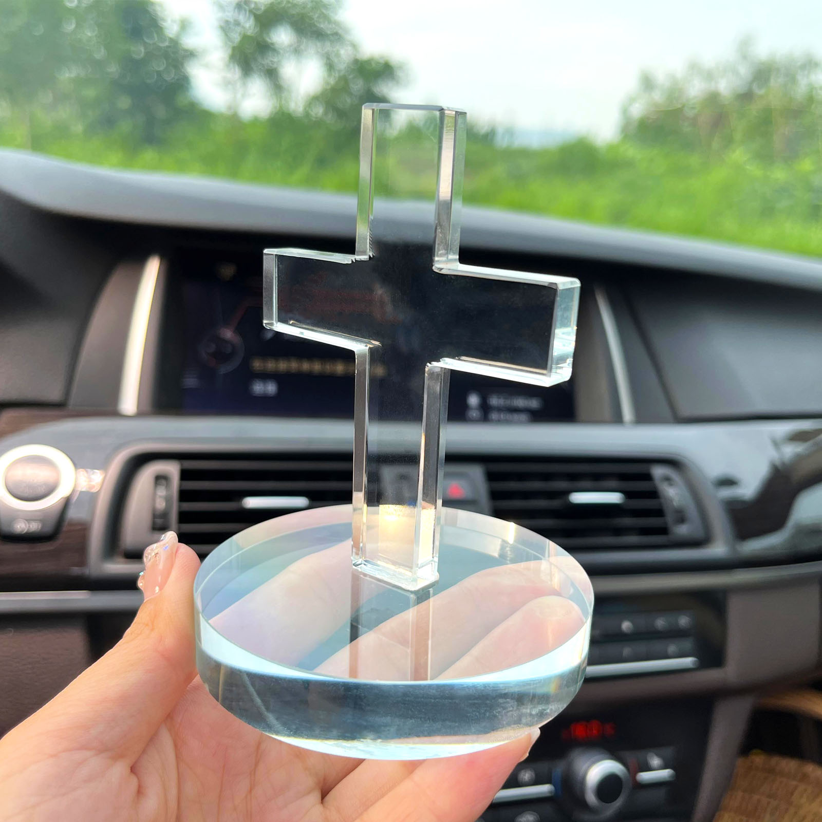 高档水晶十字架汽车摆件