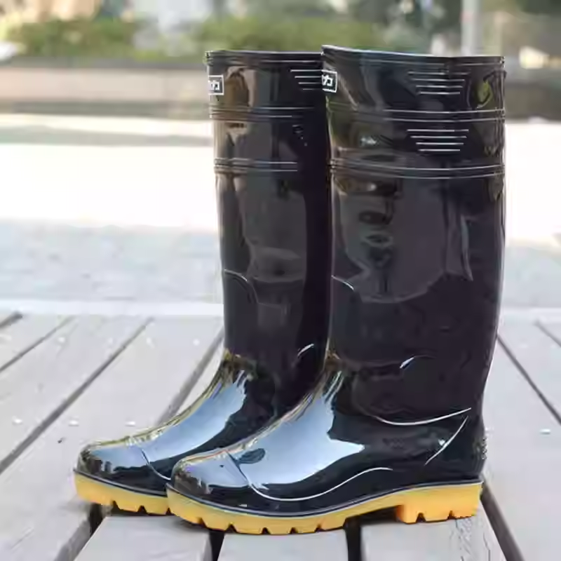 回力808男款加厚高筒雨鞋 防水防滑牛筋底黑色水鞋钓鱼劳保工地