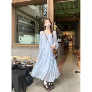 气质绝美露肩沙 美式 海边度假连衣裙女夏季 2025新款 甜美温柔风法式