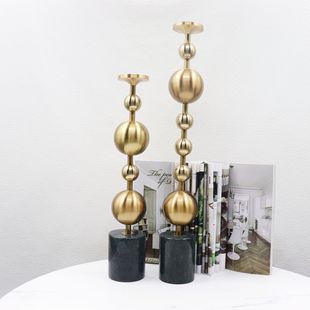 创意铁艺圆球组合烛台摆件酒店餐厅桌面摆件样板间家居软装 美式 饰