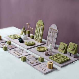 首饰展示架绿紫色绒布项链架手串架耳环戒指收纳陈列拍照道具摆件