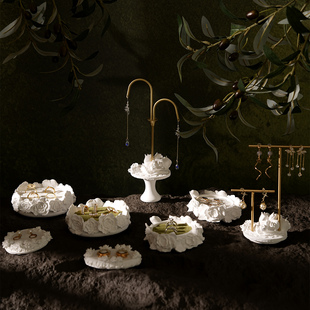 首饰展示架白色石膏创意戒指托盘耳环架饰品珠宝陈列拍摄道具摆件