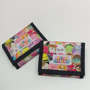 外贸出口 可爱卡通 小清新squishmallows精灵 折叠创意零钱包卡包