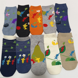 女士成人袜子 皮克敏周边 短袜 可爱卡通 日单