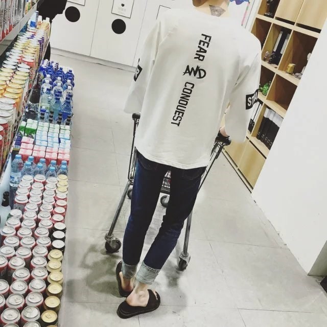 七分袖男t恤韩版宽松个性潮流学生7分中长袖体恤衫5分短袖上衣服|ruв категории Мужская одежда, футболка - от Buy2taobao.com для оказания профессиональной услуги покупки агента Taobao