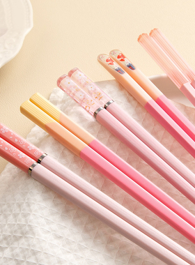 筷子家用高颜值个人专用马卡龙情侣款一对合金筷子单人装2026新款