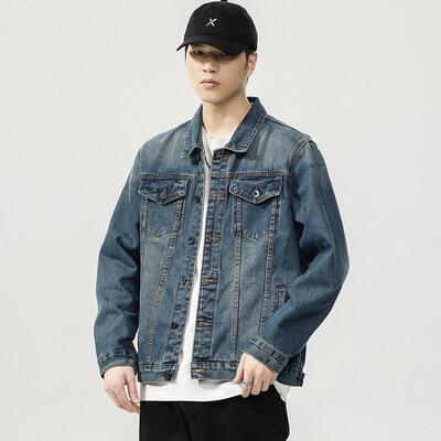 春秋季复古宽松翻领牛仔外套