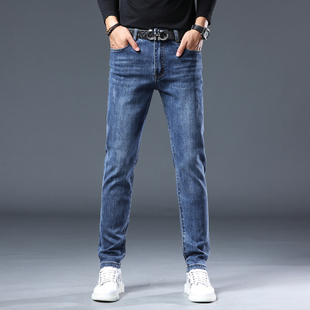 香港秋季高端潮牌牛仔裤男款修身百搭休闲时尚帅气韩版潮流长裤子