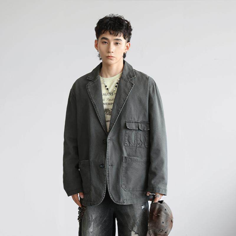 美式复古棉质帆布山系休闲户外上衣高级感做旧西装外套男款秋冬季