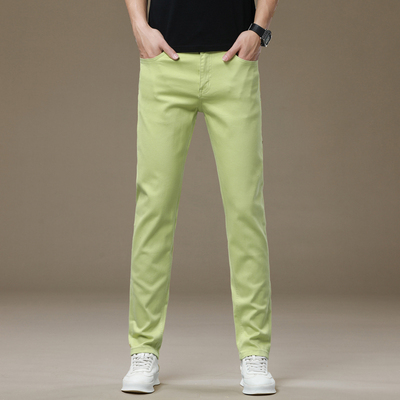 轻奢炫彩修身小直筒牛仔裤男