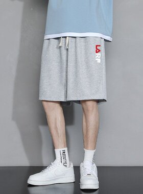 短裤男夏季薄款休闲中裤男生外穿灰色裤子运动宽松大码五分裤男款