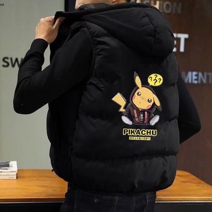 潮流大码 棉马甲大童连帽男宽松加厚坎肩韩版 棉衣外套潮 男士 秋冬季