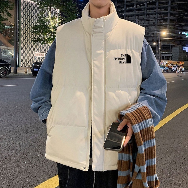 加厚马夹男生休闲棉马甲棉服潮流宽松青少年秋冬情侣保暖立领坎肩