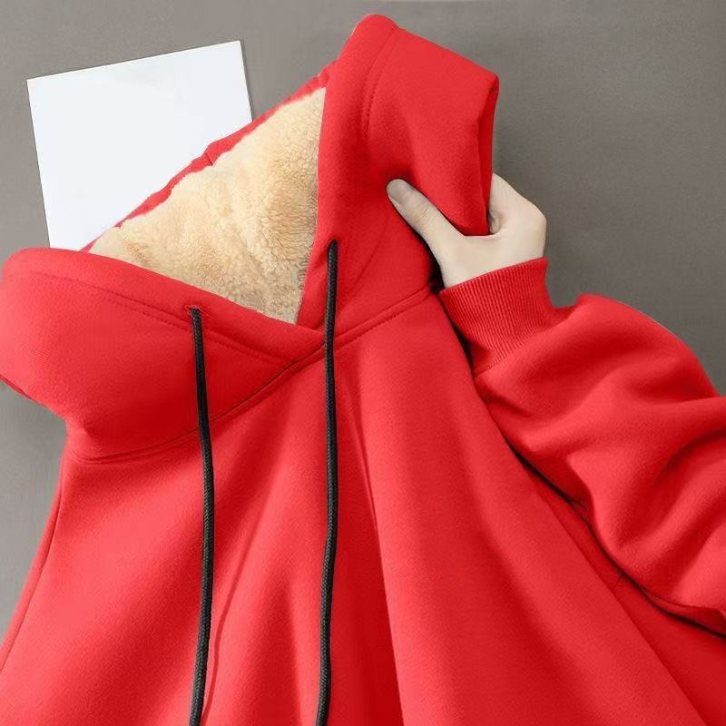 2025连帽卫衣ins男连帽加绒加厚羊羔绒外套帅气男生学生宽松大码