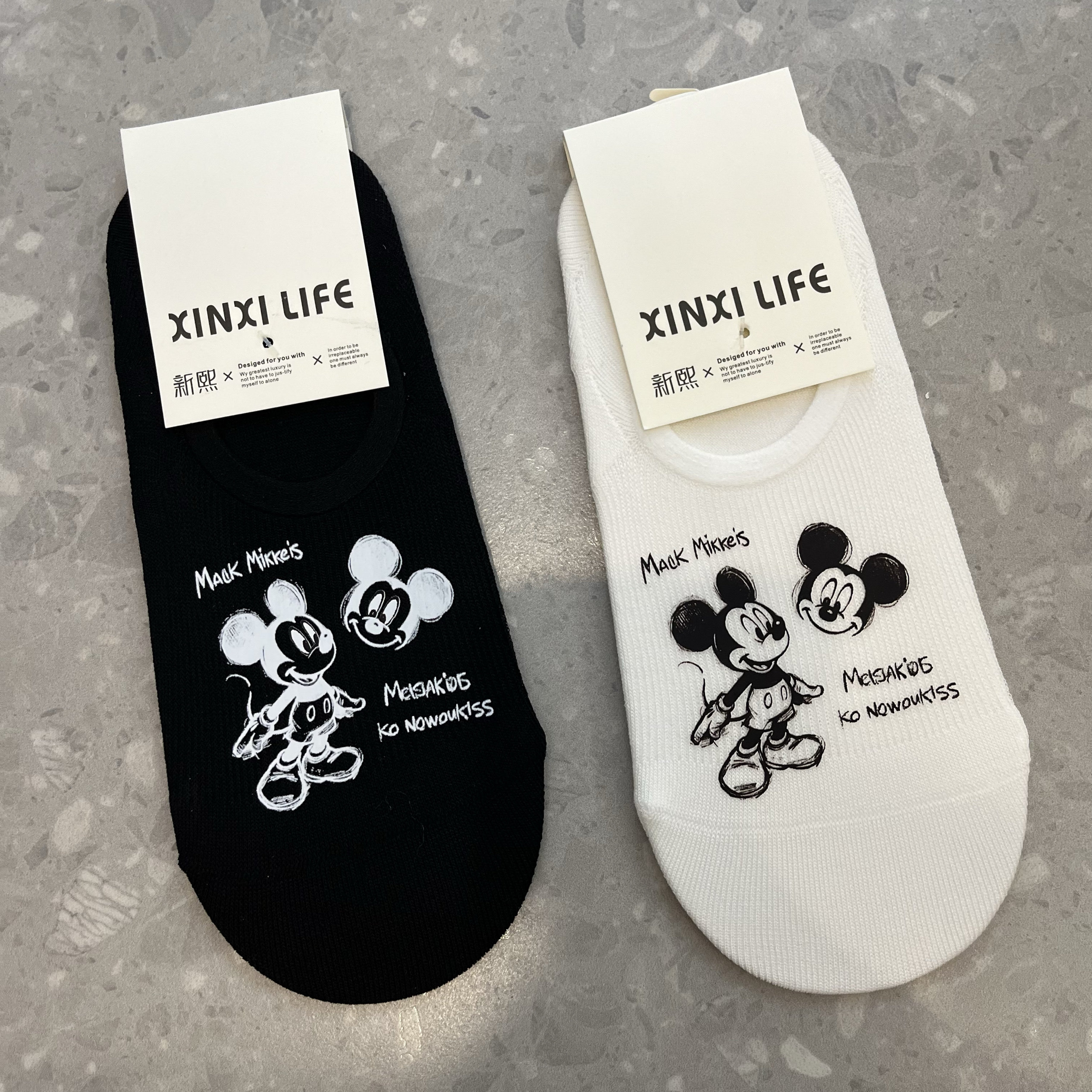 【2双包邮】春夏薄款卡通米奇印花隐形船袜女ins简约百搭浅口袜子
