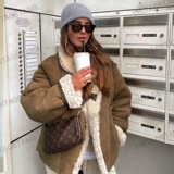 Vintagetang American Retro Brown Lambskin Fur All -in